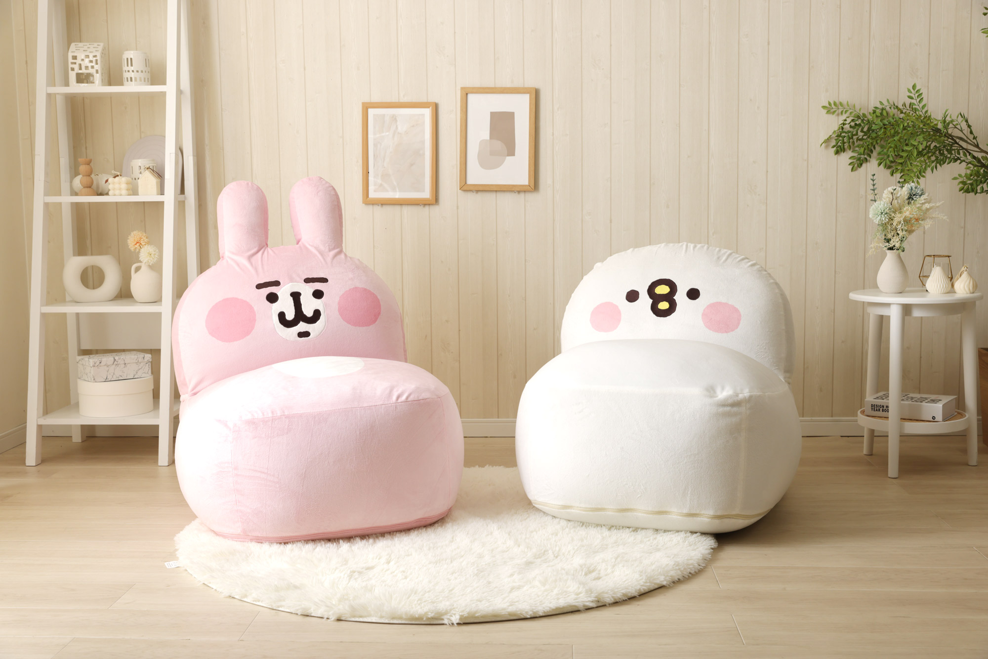 超呆萌「卡娜赫拉」粉紅兔兔和p助沙發椅-療癒預購熱銷中